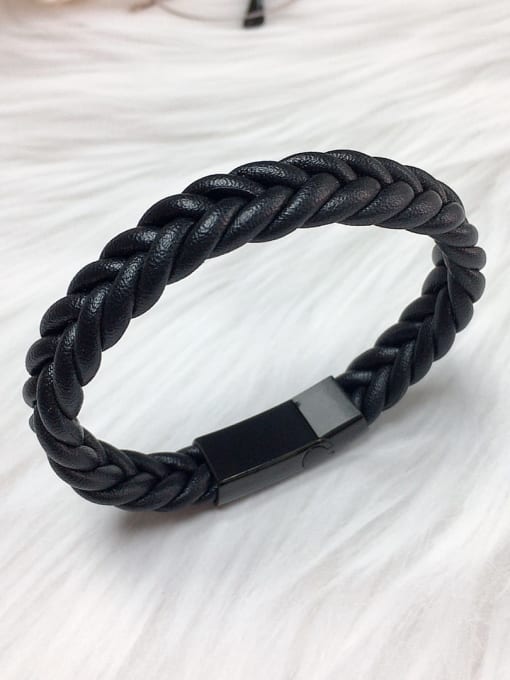 Pulsera de cuero y acero inoxidable