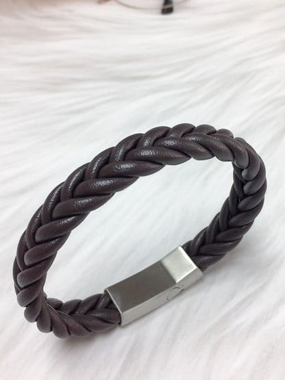 Pulsera de cuero y acero inoxidable