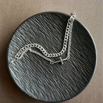 Pulsera con cruz de acero de titanio