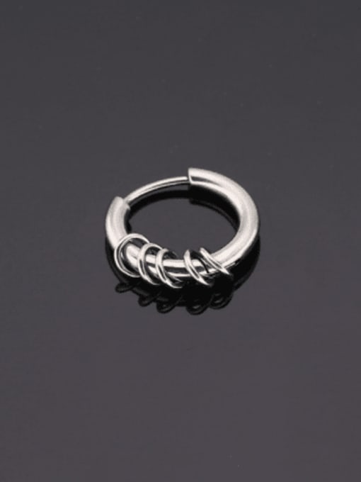 Pendiente único minimalista redondo de acero y titanio