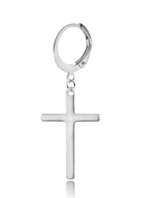 Pendientes de aro minimalista con cruz lisa de titanio