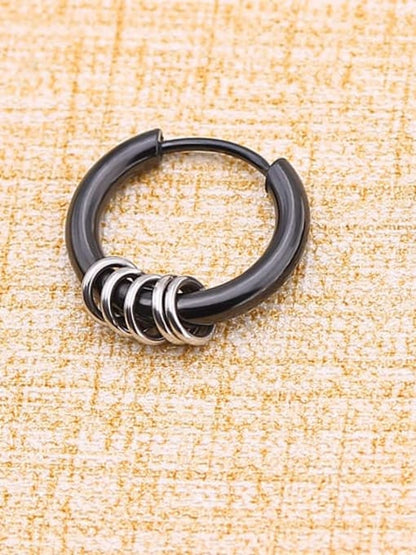 Pendiente único minimalista redondo de acero y titanio